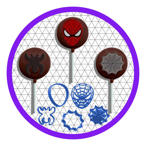Kit 3 Cortadores Homem Aranha Docinhos Confeiteiro 3cm 0