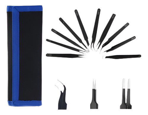 10 X Esd Precisión Anti-estático Pinzas Set Mantenimiento Ki 0