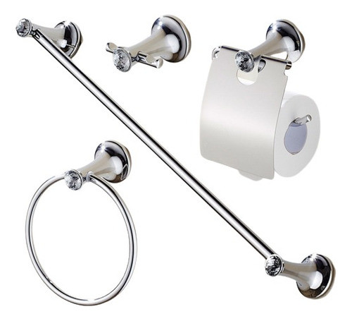 Kit Acessórios Banheiro Elegante 4 Peças Cromado 0