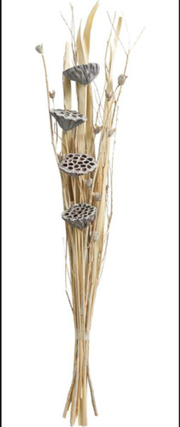 Deco 79 Planta Seca Flor Loto Ramo Alto Follaje Natural A Y 0