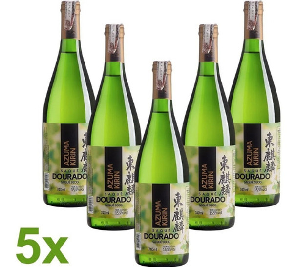 5x Saquê Dourado Seco - Azuma Kirin 740ml Garrafa Sake. 0