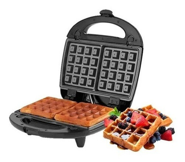 Waflera Eléctrica Antiadherente Teflón Metálica Cocina 0