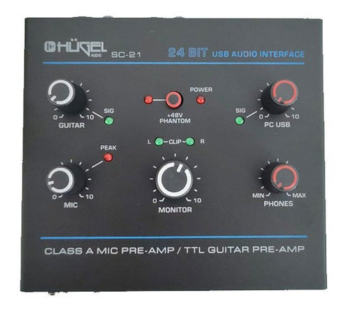 Consola Mixer Interfaz Hügel 2 Canales Pc Usb Guitarra 0