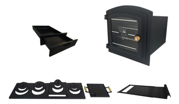 Forno Peq. F. Vidro Aço + Chapa 4f Mult + Cinz. + Regul. 0