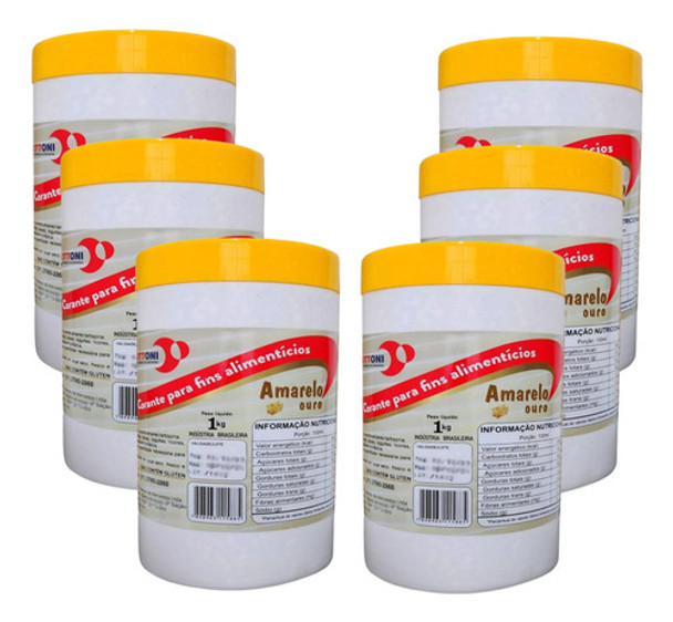 Kit 6 Corante Alimentício Em Pó Amarelo Ouro 1kg Cada 0 Kit 6 Corante Alimentício Em Pó Amarelo Ouro 1kg Cada 0