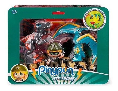 Set Muñeco Explorador Pinypon Action Pack X2 Dinosarios 0