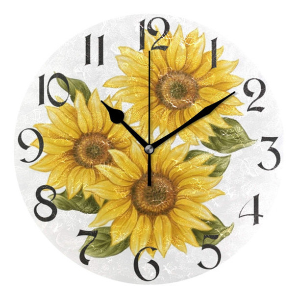 Stargrass Reloj De Pared Silencioso De Girasol, Redondo, Sin 0