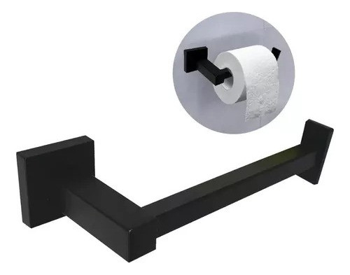 Porta Rollo Currao Baño Calabria Bronce Sanitario Negro Mate 0