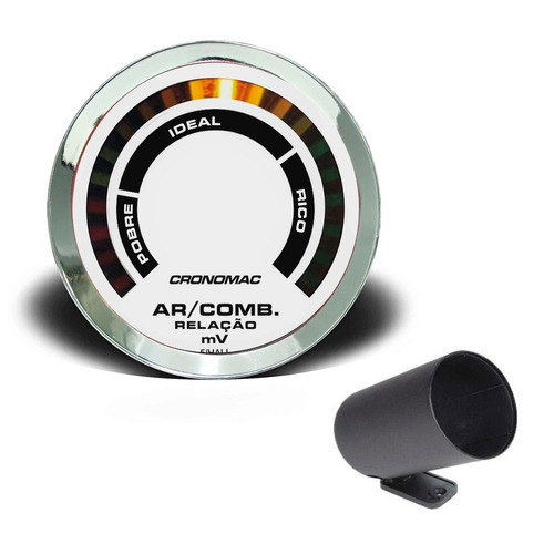 Hallmeter Cronomac 52mm Branco Aro Cromado C/ Copo Pvc 0