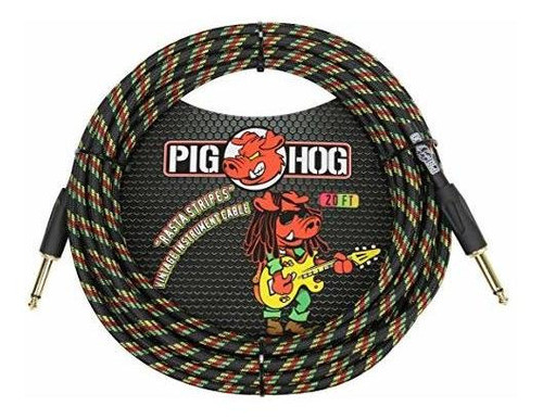 Pig Hog Cable De Audio Para Instrumentos 20 Pies Rasta Strip 0