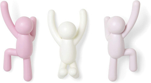 Ganchos De Pared Buddy X 3  Rosados Y Blanco Umbra Diseño 0