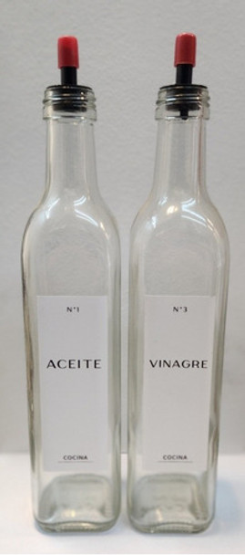 2 Botellas De 500 Cc Para Aceite Y Vinagre Vidrio Con Pico 0