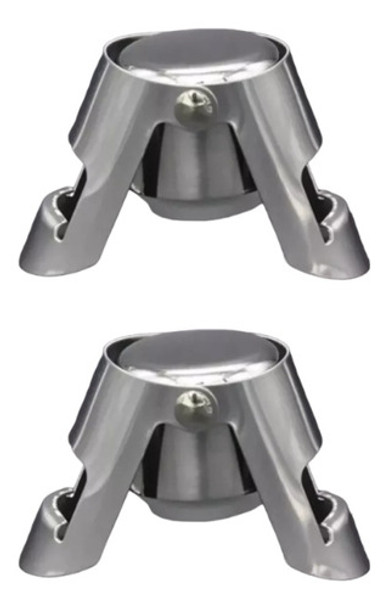 Set  X 2 Tapon Conservador De Champagne Espumante Acero Inox 0