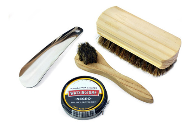 Kit Para Zapatos Calzador Cepillo Pomada Wassington Pack 0