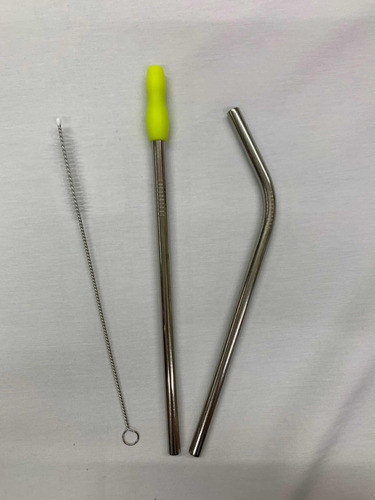 2 Canudos Grossos Aço Inox Metal+ Ponteira + 1 Escova +capa 0