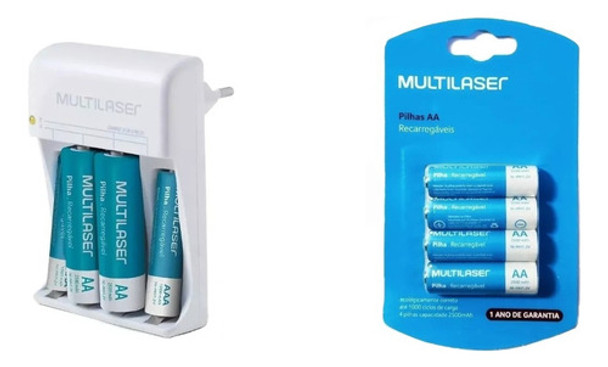 Kit Carregador De Pilhas Aa/aaa + 2 Pilhas Aaa E 6 Pilhas Aa 0