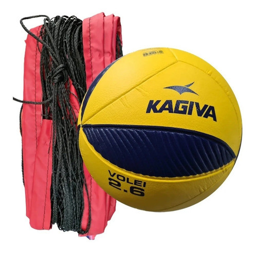 Kit Vôlei Bola Kagiva 2.6 + Rede 7 Mts C Corda P Esticar 0