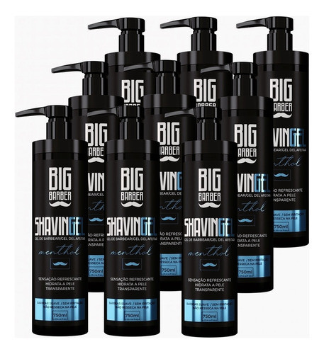 Shaving Gel De Barbear Big Barber 750ml Menthol Barba 9 Unid 0