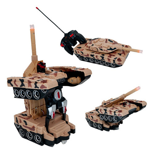 Carrinho Controle Remoto Tanque Som  Luz Vira Robo 0