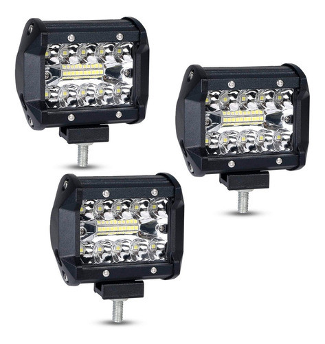 Kit 3 Faros Barra 20 Leds Luz Auxiliar Accesorio Tractor 0