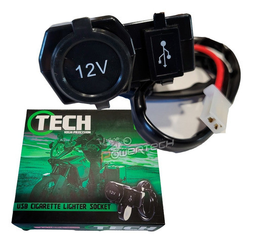 Toma Corriente 12v Tech Moto Universal Usb Encendedor Gps 0