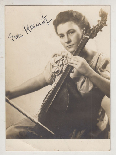 Musica Tarjeta Fotografia Eva Heinitz Firmada Viola Da Gamba 0