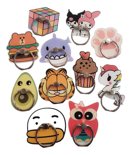 Cell Phone Ring Acrilico Caricaturas Surtidas X 10 U. 0
