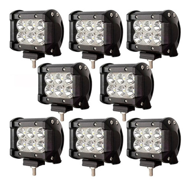 Kit 8 Faros Barra 6 Leds Luz Auxiliar Accesorio Cosechadora 0