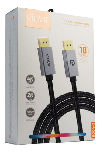Cable Displayport Trenzado Vidvie Hd04-2 0