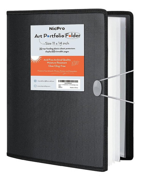 Carpeta Obras De Arte Libre De Acido 28x35 Cm Negra 30 Hojas 0