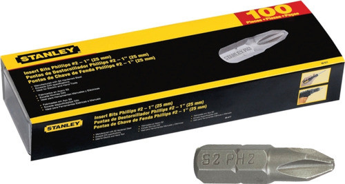 Puntas Atornillador Phillips Ph2 25mm Stanley Estuche 100u 0