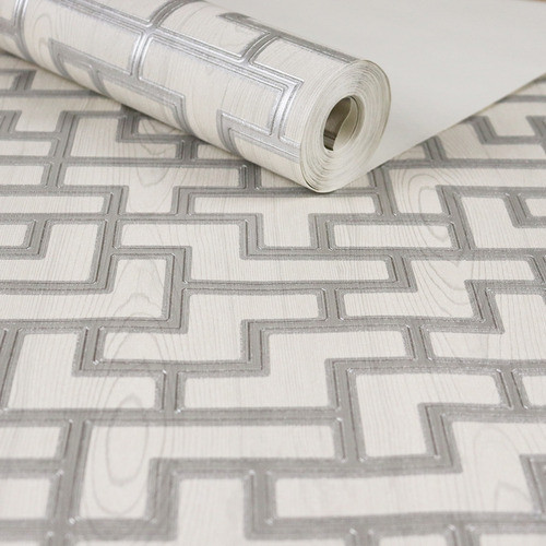 Papel De Parede Vinilico Importaddo Labirinto Prateado 0