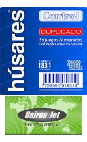10 Talonarios De Control Duplicado Husares 1831 X 50 Juegos 0