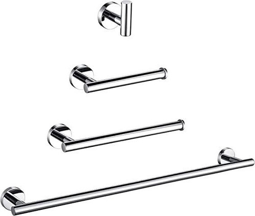 Juego De 4 Accesorios De Baño Plateado 0