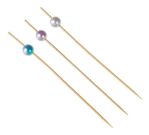 Espetinho Palito De Bambu Bolinha Nacarado 20 Und 0