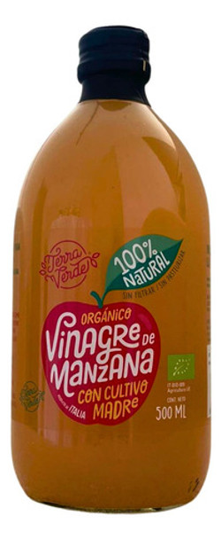 Vinagre De Manzana Orgánico Terra Verde 500ml, Cultivo Madre 0 Vinagre De Manzana Orgánico Terra Verde 500ml, Cultivo Madre 0