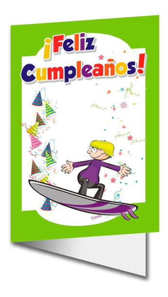 Pack 2 Tarjetas De Feliz Cumpleaños Surf Surfista Surfer Fan 0