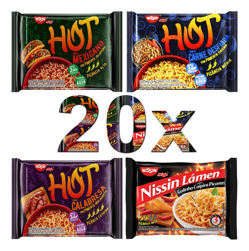 Miojo Preço Atacado 20 Nissin Miojo Picante Kit Sortidos 0