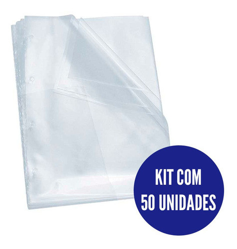 Envelope Plástico Ofício Fino 4 Furos 50 Un Dac 0