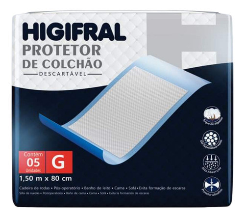 Protetor Colchão Descartável Higifral G Embalagem 5 Unidades 0
