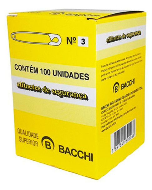 Alfinete De Segurança Bacchi Nº03 Pacote Com 100 0