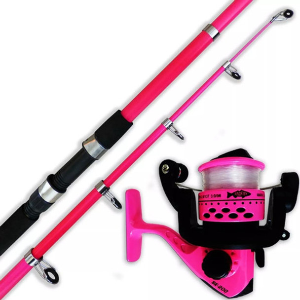 Combo Pesca Niña Rosa Caña Teles 1,80m + Reel 3 Rul + Tanza 0