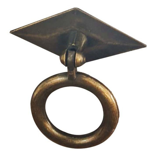 Puxador Argola Base Triangular Metal Zamak Dourado 0
