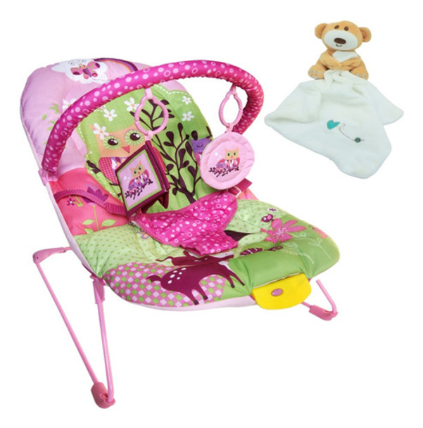 Kit Cadeirinha Vibratória De Descanso Rosa 9kg +naninha Urso 0 Kit Cadeirinha Vibratória De Descanso Rosa 9kg +naninha Urso 0