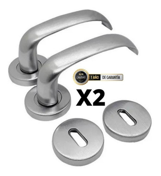 Picaporte Puerta Placa Interior Aluminio Premium Latina X2 0