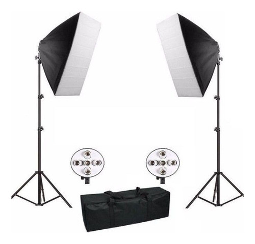 Kit Soquete Quadraplo/iluminação Profissional Tripé Softbox 0