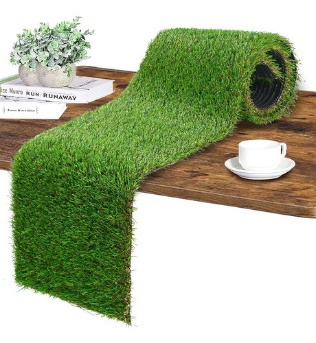 Globreen Césped Artificial Table Runner Decoraciones Verdes 0