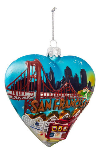 Kurt Adler 4  San Francisco Corazn De Vidrio Cityscape Ornam 0