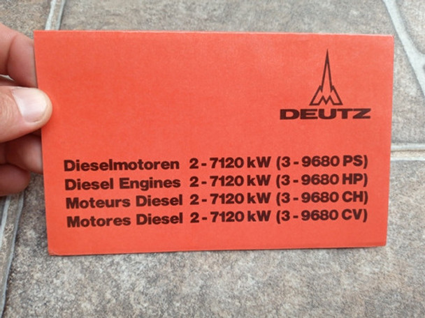 Folleto Original Deutz Motores Diesel Khd - Precio X C/uno 0