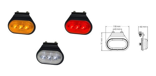 Faro Electronico Flexible Bivoltaje Oval Chico De 3 Leds Roj 0